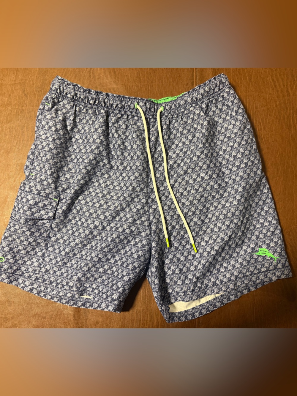 Tommy Bahama purple navy  Patterned Athletic Shorts with Neon Drawstring